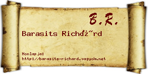 Barasits Richárd névjegykártya